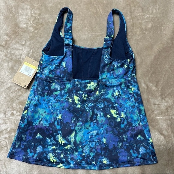 Nike Earth Dye Scoop  Neck Tankini Top Blues Size Small - Picture 2 of 9